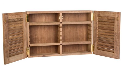 Teak houten kast met 2 louvredeuren - 56 x 12 x 33 cm-2