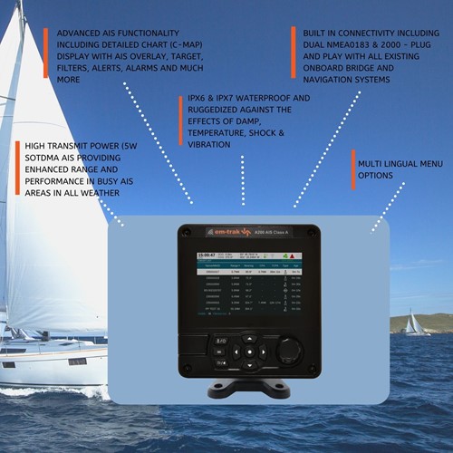 Em Trak Class B B400  Ais transponder met interne GPS - NMEA2000 - NMEA0183 - 5W zendvermogen-3