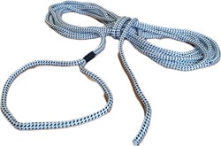 Landvast gevlochten met oog - polyester mantel met polypropyleen kern - wit/navy