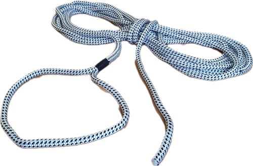 Landvast gevlochten - 14 mm - 14 meter - wit/navy