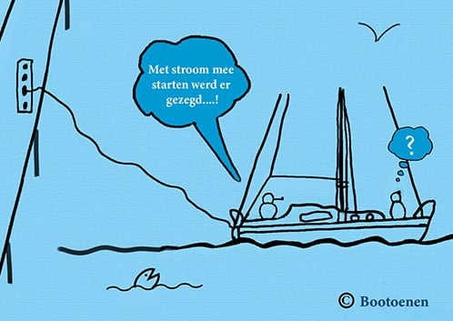 Prentbriefkaarten met watersportcartoons Bootoenen