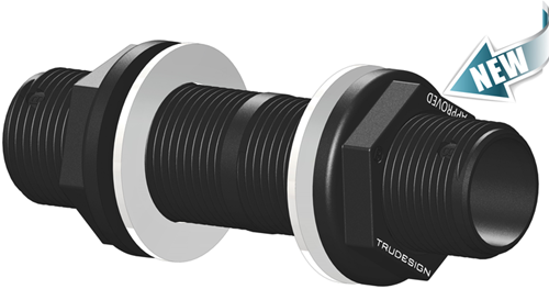 TruDesign Schotdoorvoer + ring & moer - 1 - lengte 140 mm - Zwart