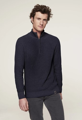 Loop.a life  Cotton Zip Heren Sweater Grey Blue XL