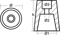 Tecnoseal Dopanode conisch (anode only) Ø 50mm - Zink-2