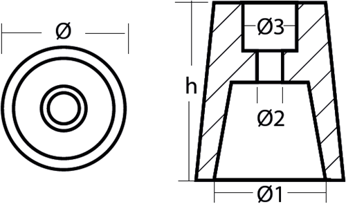 Tecnoseal Dopanode conisch (anode only) Ø 50mm - Zink-2