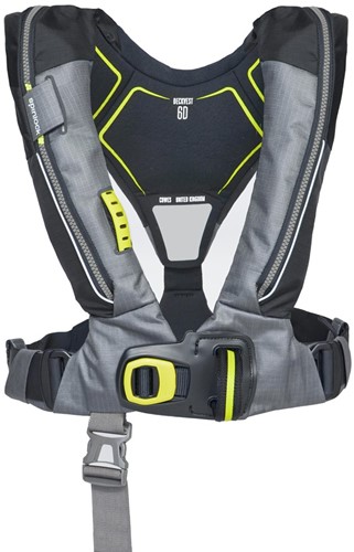Spinlock deckvest 6D Reddingsvest - 170N - steenkool grijs - HRS - noodverlichting - sprayhood