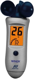 Plastimo Mini-windy hand windmeter - UItlezing in Kts, M/s, Km/u, Bft. (Incl. batt)