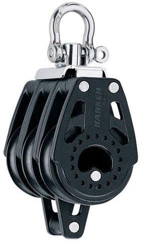 Harken Carbo 40mm drieschijfsblok met hondsvot