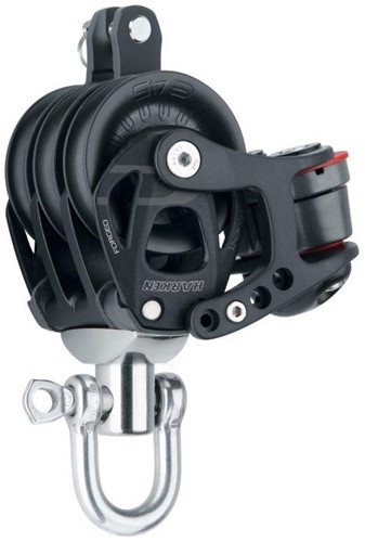 Harken 45mm Element drieschijfsblok met hondsvot en klem