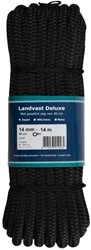 Landvast Deluxe gevlochten met oog - polyester kern en mantel - zwart