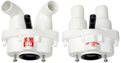 RM69 tweewegkraan A - op toilet - haaks - slang 38 mm