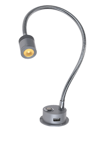 NauticLED FR04 10-30VDC 1.2/10W, WW ø28x430 Leeslamp met USB