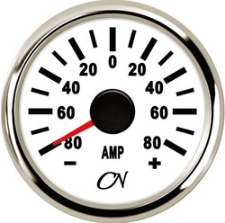 CN Amperemeter analoog -80A wit/chroom - 52 mm