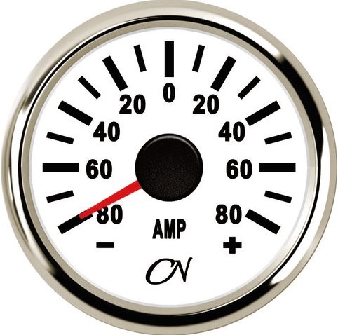 CN amperemeter analoog -80A - 52 mm - wit/chroom
