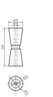 Talamex V-kielrol PU - L200mm Ø75mm as 16mm-2