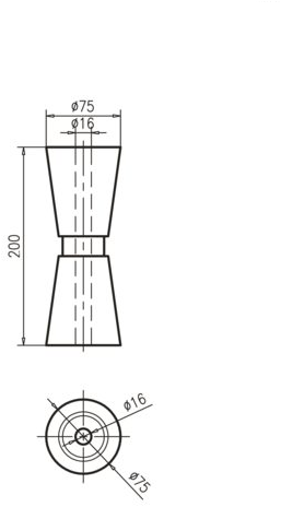 Talamex V-kielrol PU - L200mm Ø75mm as 16mm-2