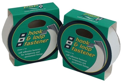 PSP Hook & loop zelfklevend klittenband - zwart - 25mm x 1 meter