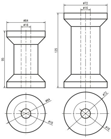 Talamex Kielrol PU - L125mm Ø72mm as16mm-2