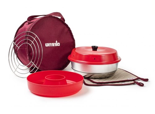 Omnia Kit 1 bestaande uit: omnia oven, ovenrooster, siliconen bakvorm, opbergtas en pannenlappen