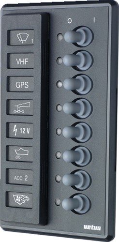 VETUS schakelpaneel P8 - 24V - met 8 schakelaars