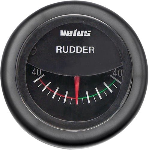 VETUS Roerstandaanwijzer - 12V - zwart/chroom - inbouwmaat 52 mm