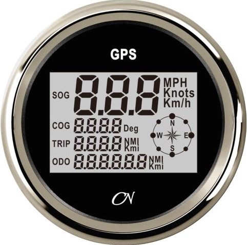 CN GPS Snelheidsmeter zwart/chroom - 85 mm