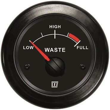 VETUS Vuilwatertankmeter - 12V - zwart/chroom - inbouwmaat 52 mm