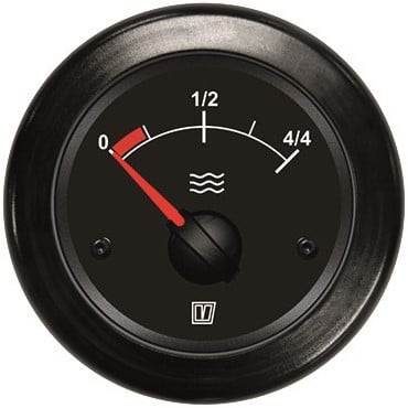 VETUS Waterniveaumeter - 12V - zwart/chroom - inbouwmaat 52 mm