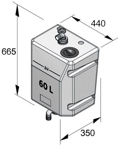 VETUS vuilwatertank voor wandbevestiging - 60 liter-2