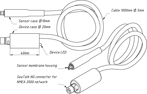 Yacht Devices SeaTalkNG Luchtvochtigheid/Temperatuur (Raymarine uitvoering)-2