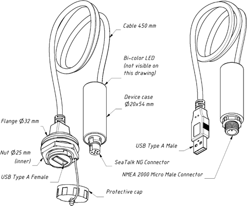 Yacht Devices NMEA2000 USB Koppeling met IP67 connector-2